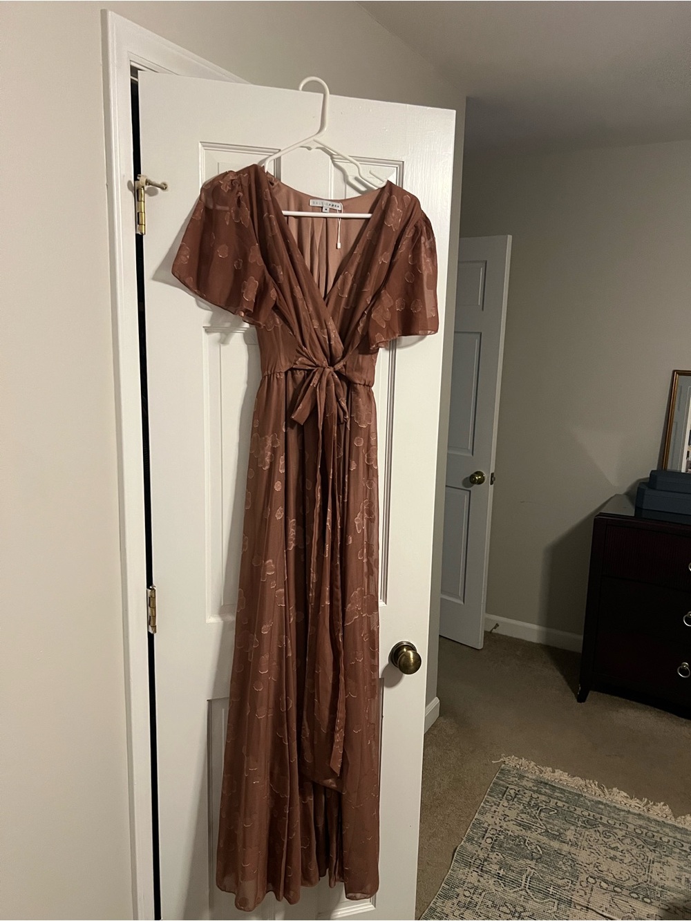 Baltic Born Mauve-Brown Wrap Maxi Dress with Tie Waist